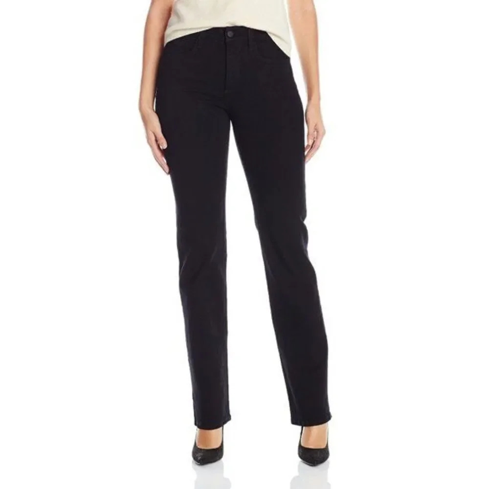 NYDJ Black Slimming Mid Rise Straight Leg Jeans 4